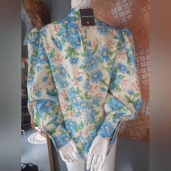 Nwt Voluminous Floral Puff Sleeve Blouse - Picture 6 of 14